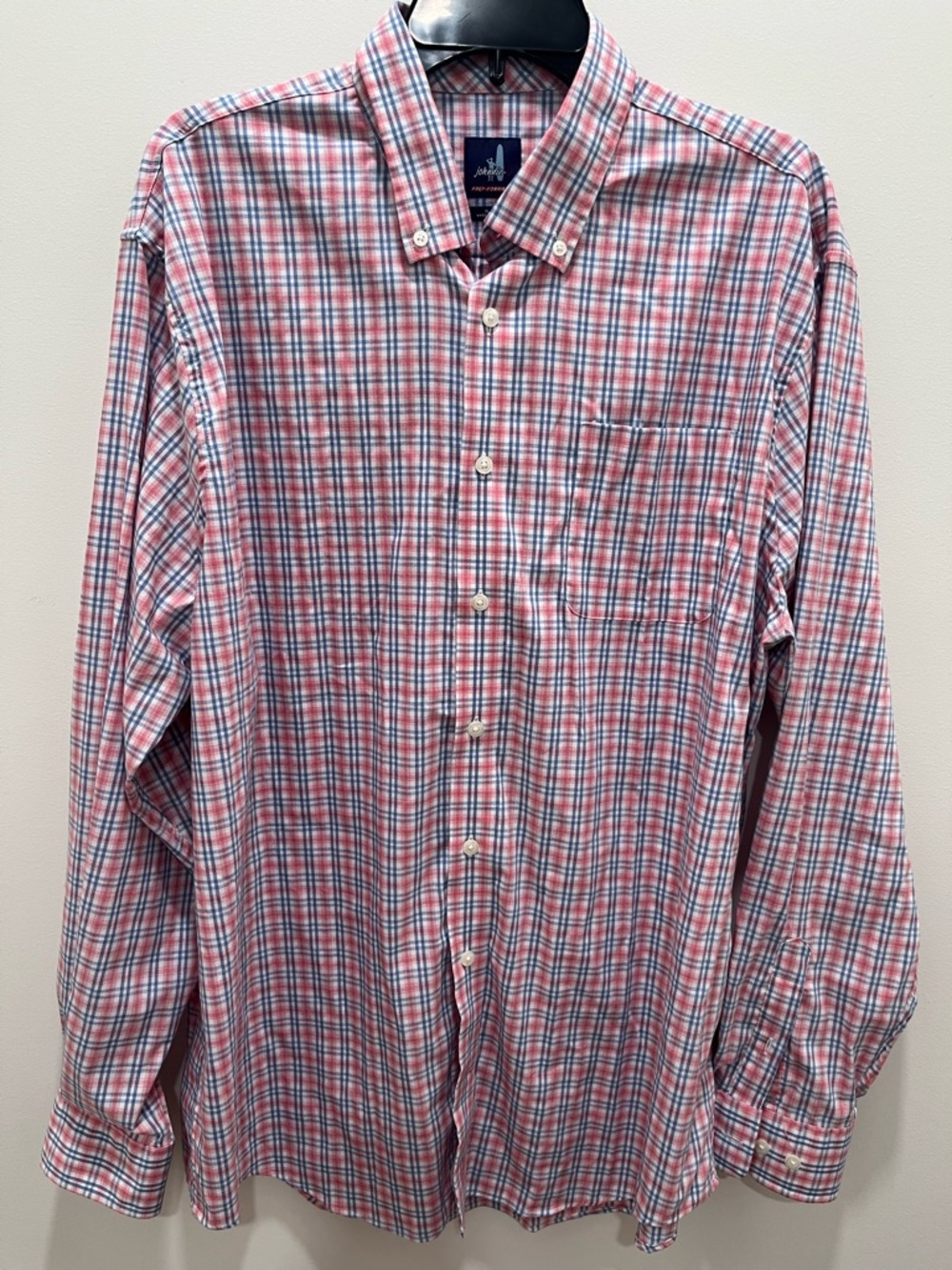 Johnnie O Men's Button-Down Plaid Shirt - pink & Blue